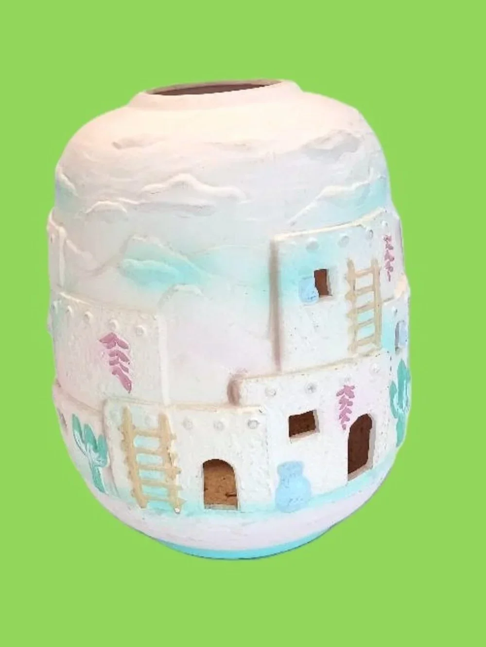 Vintage Ceramic Southwestern Vase Planter Luminary Beachcomber Int'l 1992 10